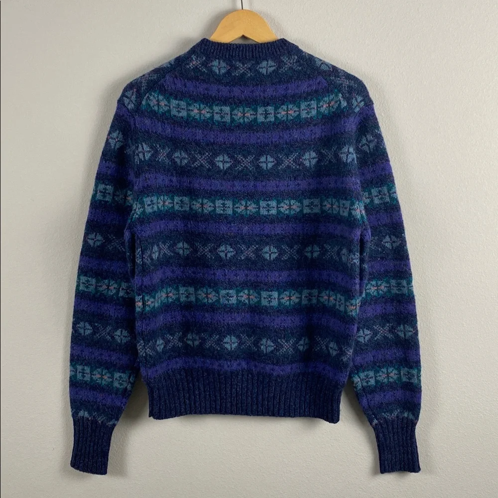 Nordstrom Vintage Scottish Shetland Wool Fair Isle Knit LS Crewneck Sweater - Picture 2 of 14